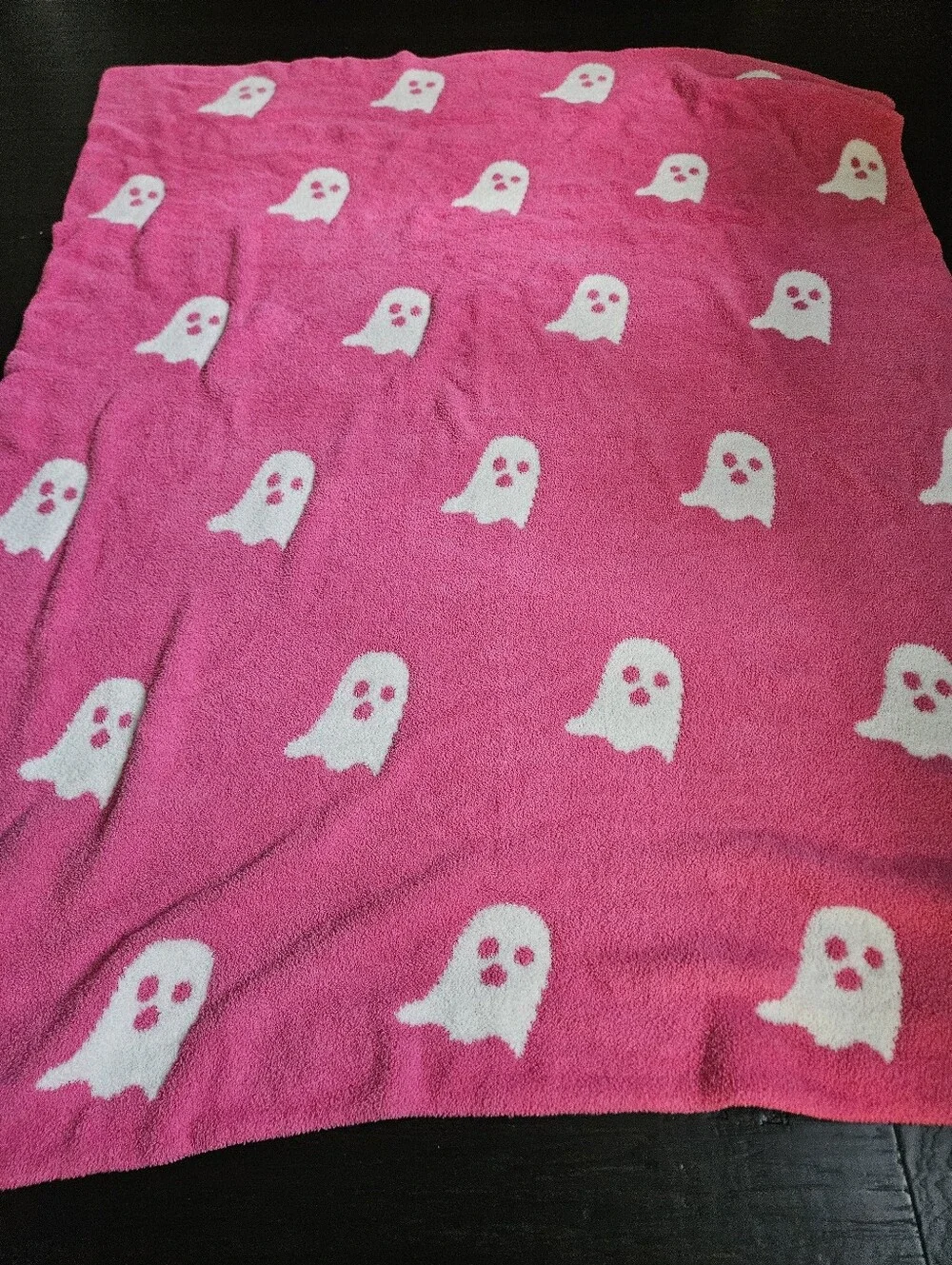 Cupcakes And Cashmere Halloween Pink Ghost Plush Throw Blanket